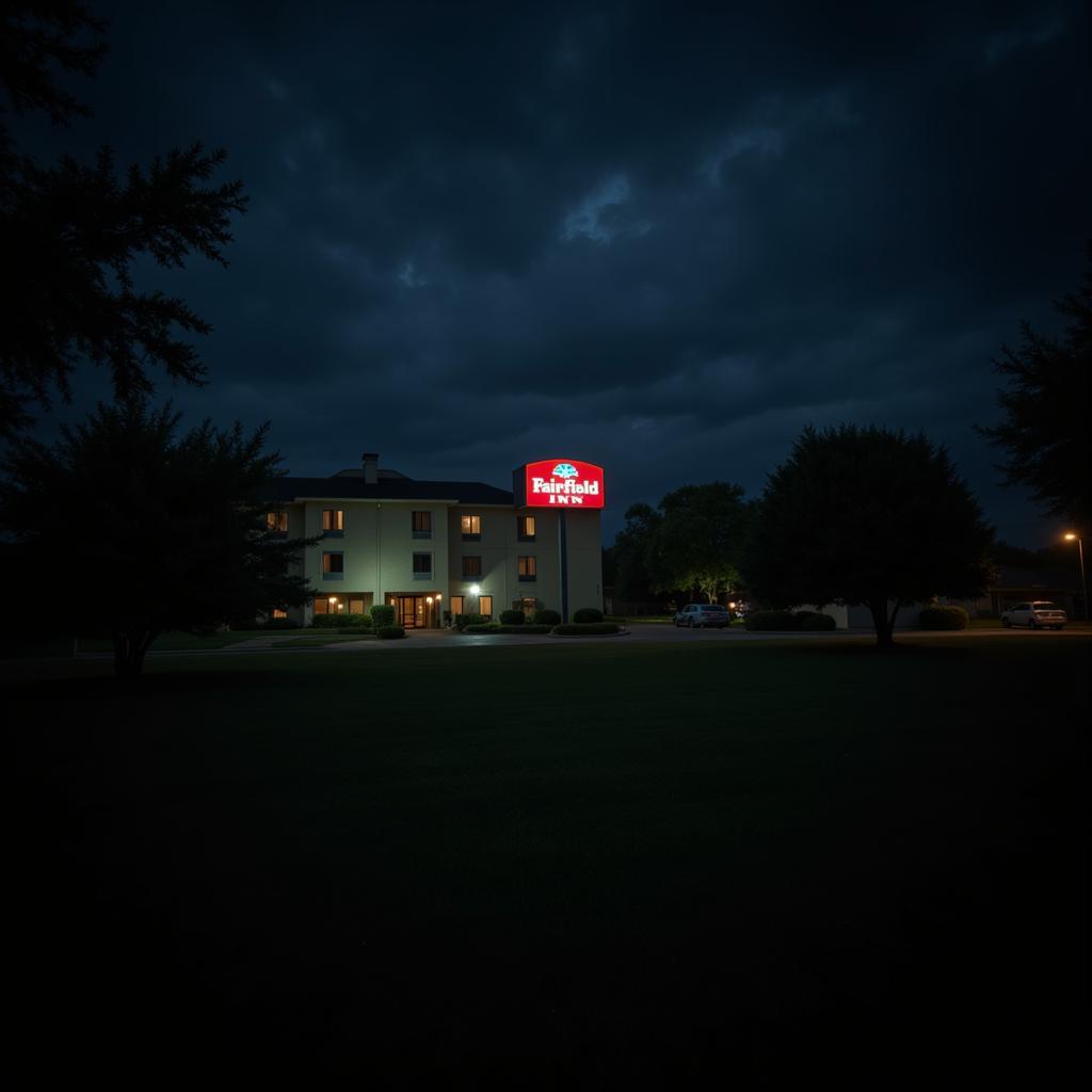 Fairfield Inn Austin Research Blvd Exterior at Night