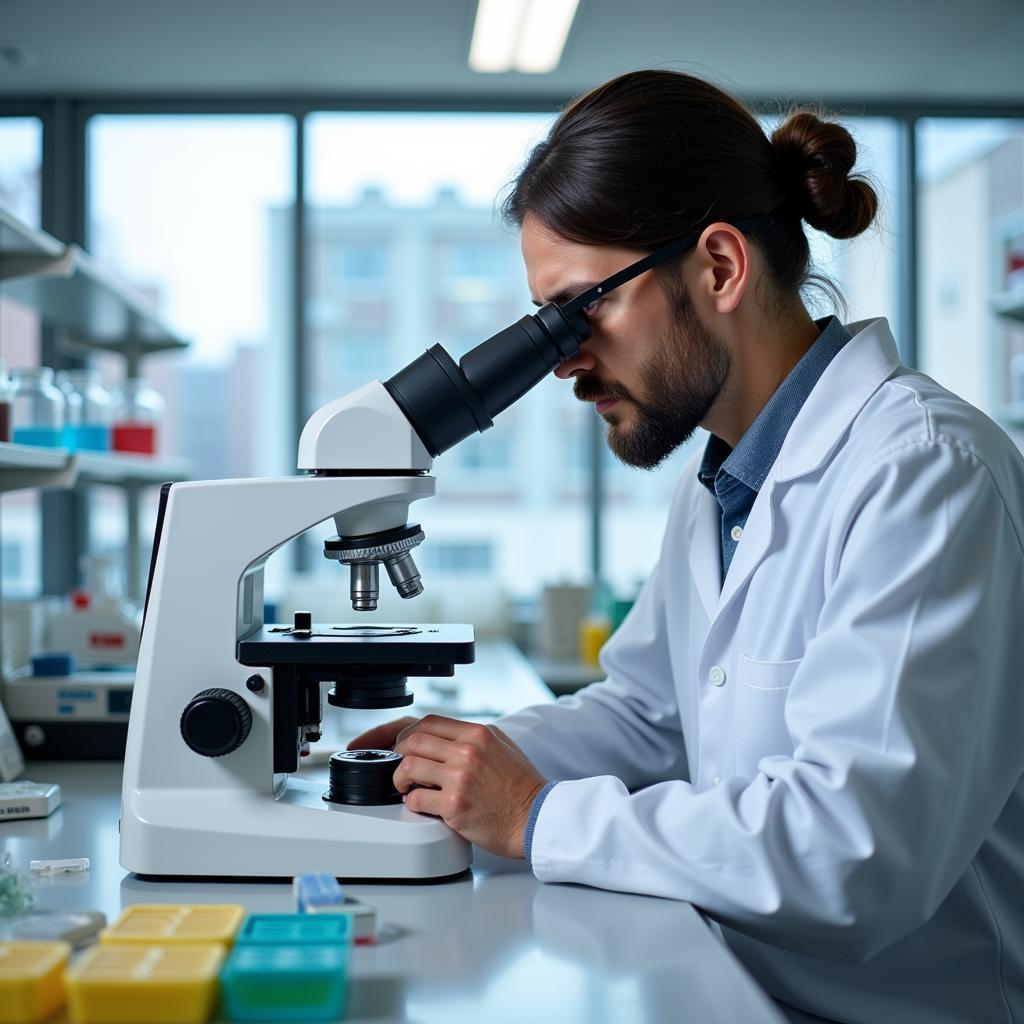 Field Biologist Analyzing Samples in a Lab