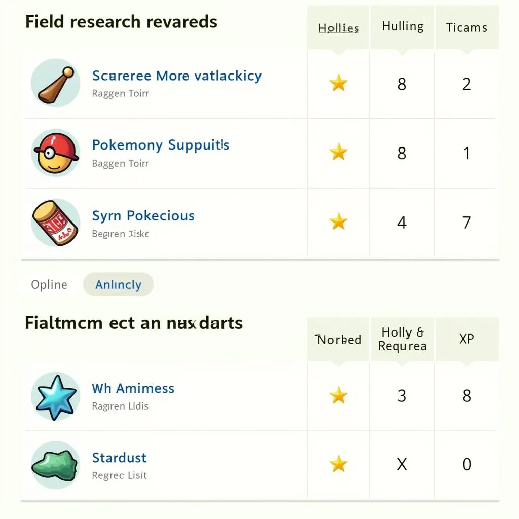 Pokemon Go field research tasks and rewards.