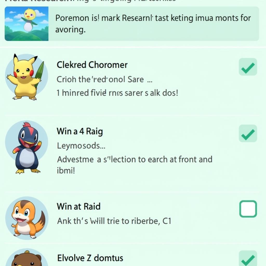 Pokemon Go Field Research Tasks