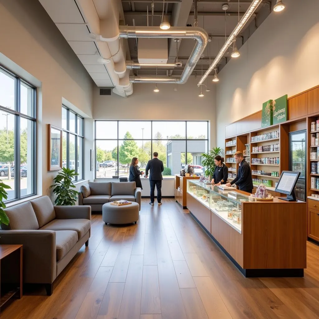 Modern and welcoming interior of Fine Fettle Dispensary in Stamford, CT