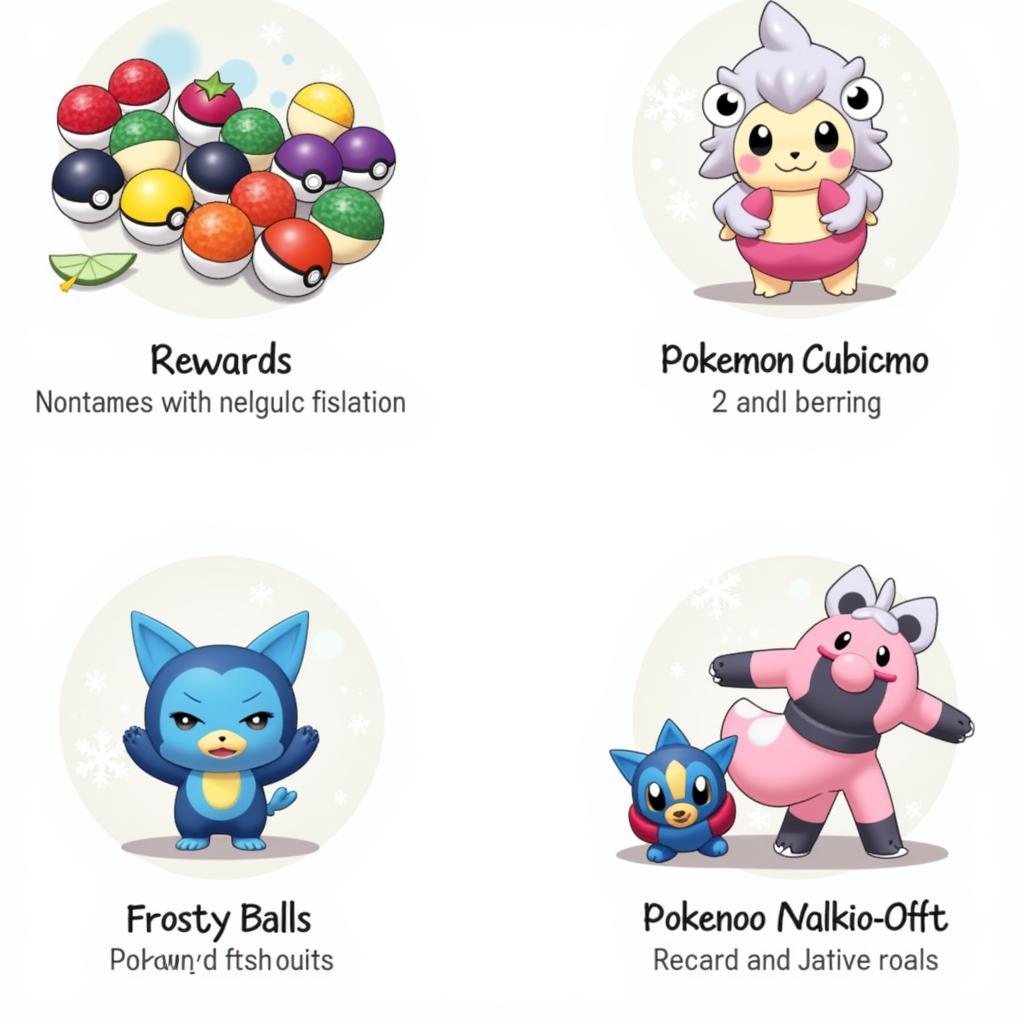 Examples of rewards for completing the Pokémon GO Frosty Festivities Timed Research