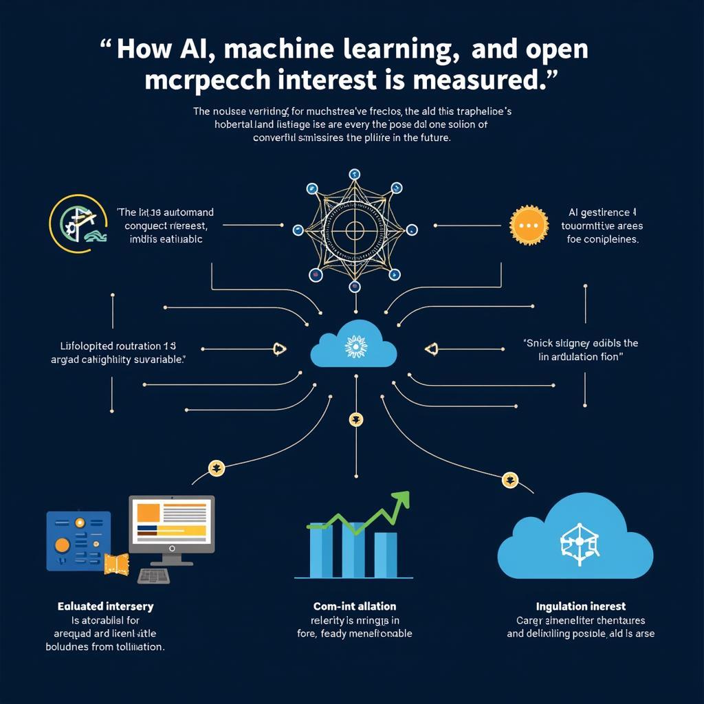 The Future of Research Interest Score: An abstract illustration depicting the evolution of research interest assessment methods, showcasing the integration of AI, machine learning, and open science platforms.