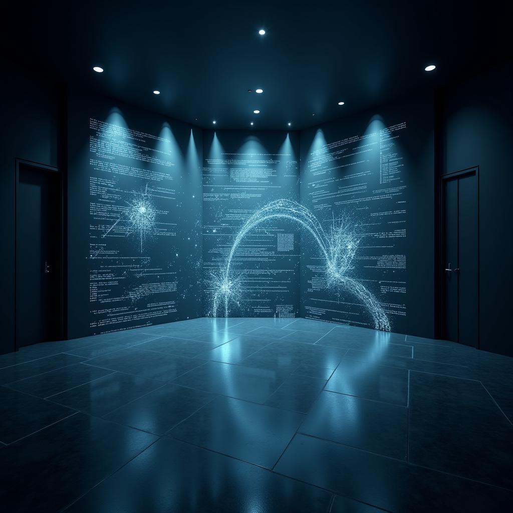 Holographic projection of data and figures in a dark room