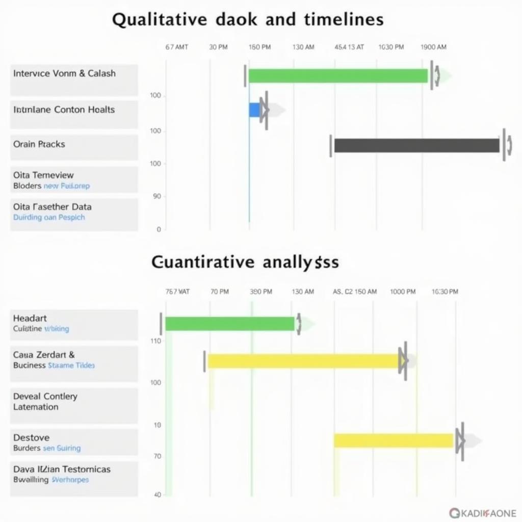 Gantt Chart comparing different research methodologies: highlighting variations in task structures and timelines across qualitative and quantitative approaches.