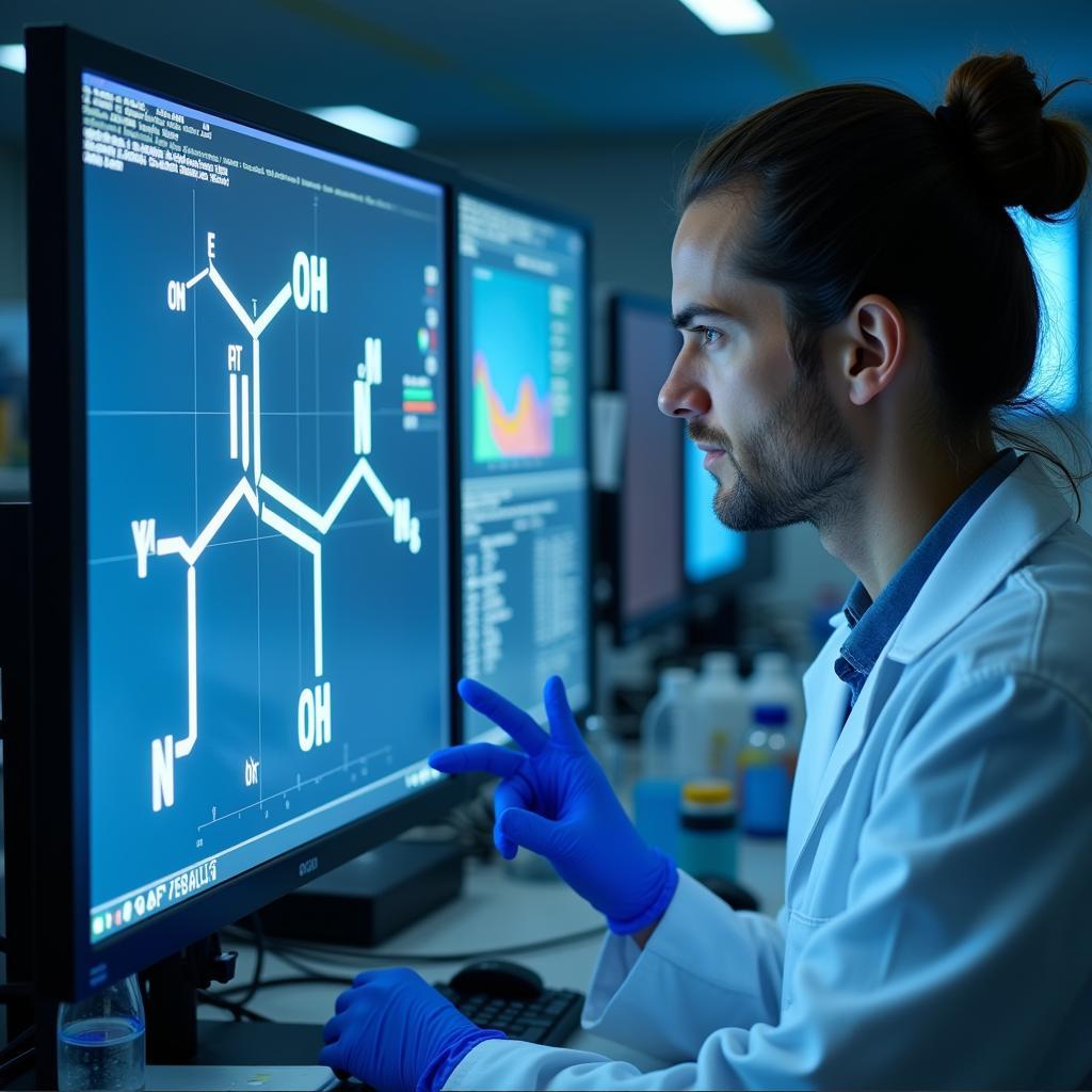 Chemical structure of allicin displayed on a computer screen