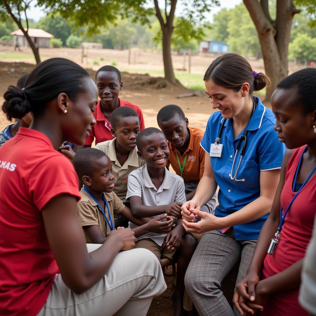 Gates MRI healthcare workers providing medical care in a rural village