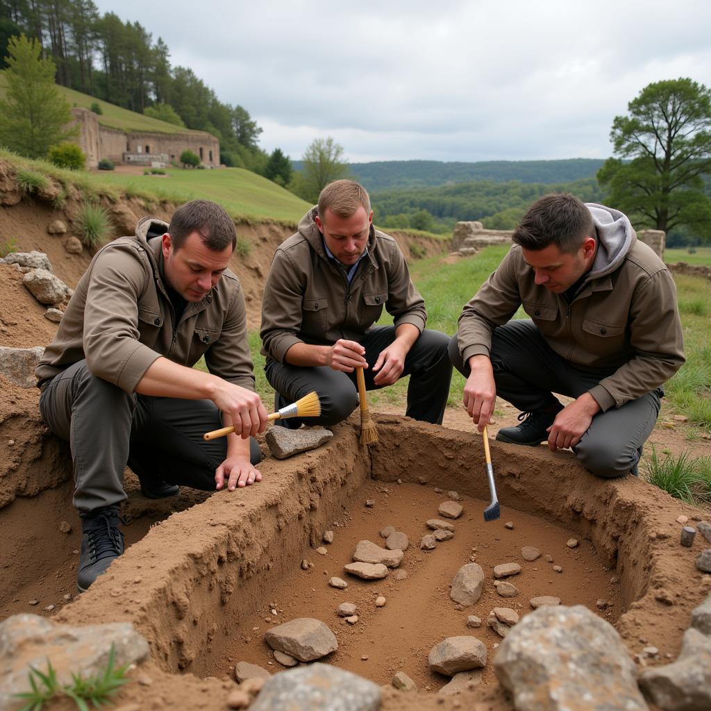 German Archaeologists Excavating an Ancient Site