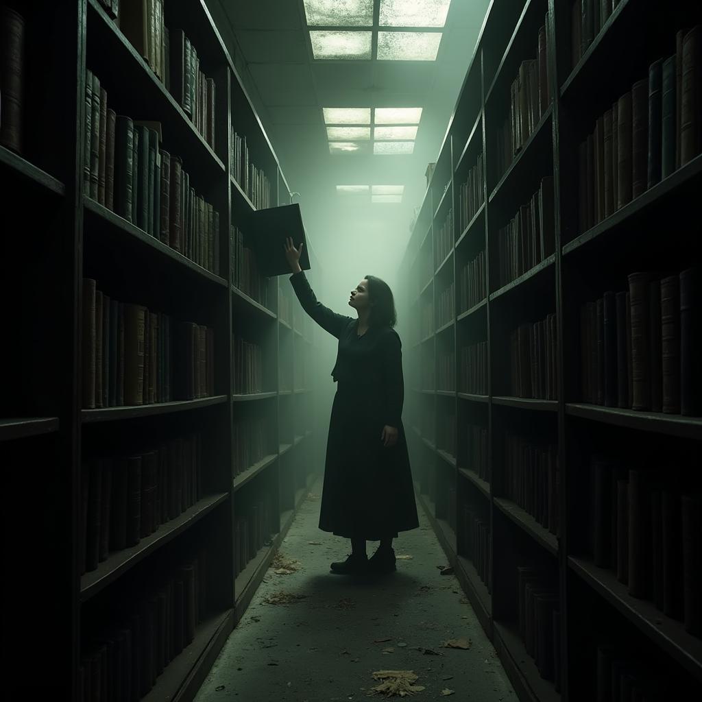 Ghostly Figure in Research Library