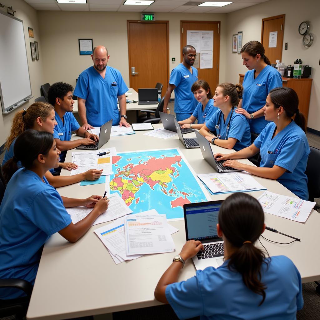 Medical professionals collaborating on global health initiatives