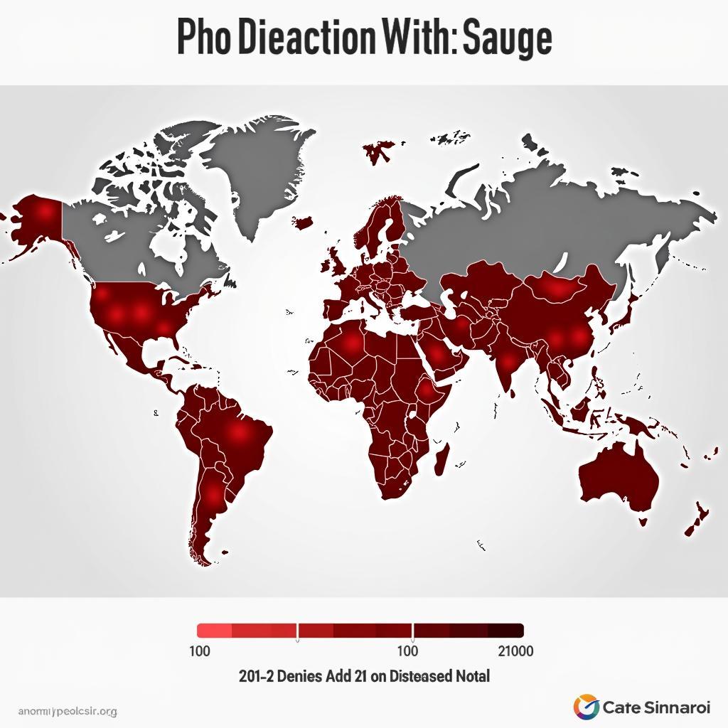 Global map highlighting areas of disease outbreaks