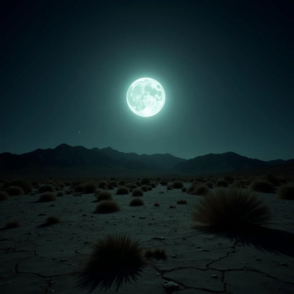 Glowing Orb Over Desert Landscape