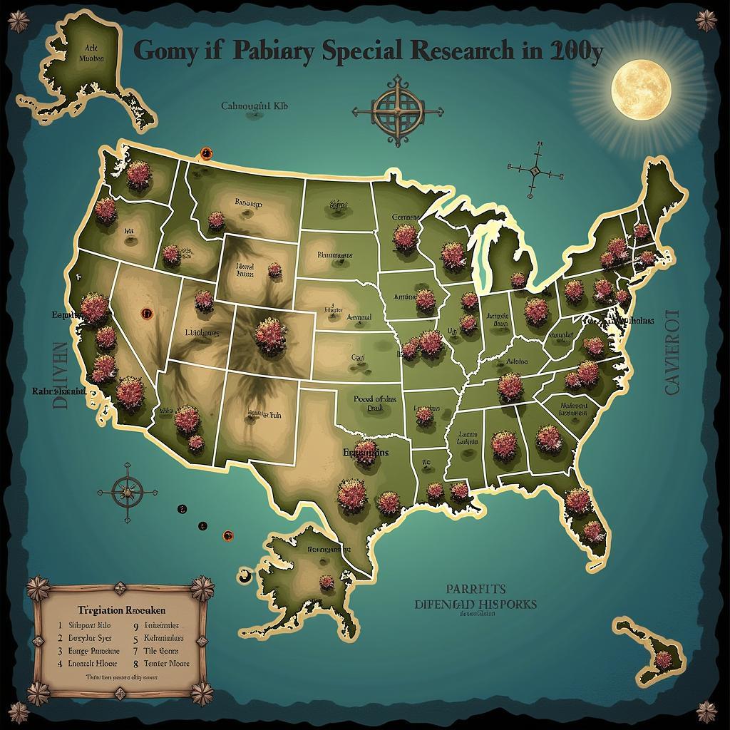 Map of reported Goomy special research locations with paranormal hotspots