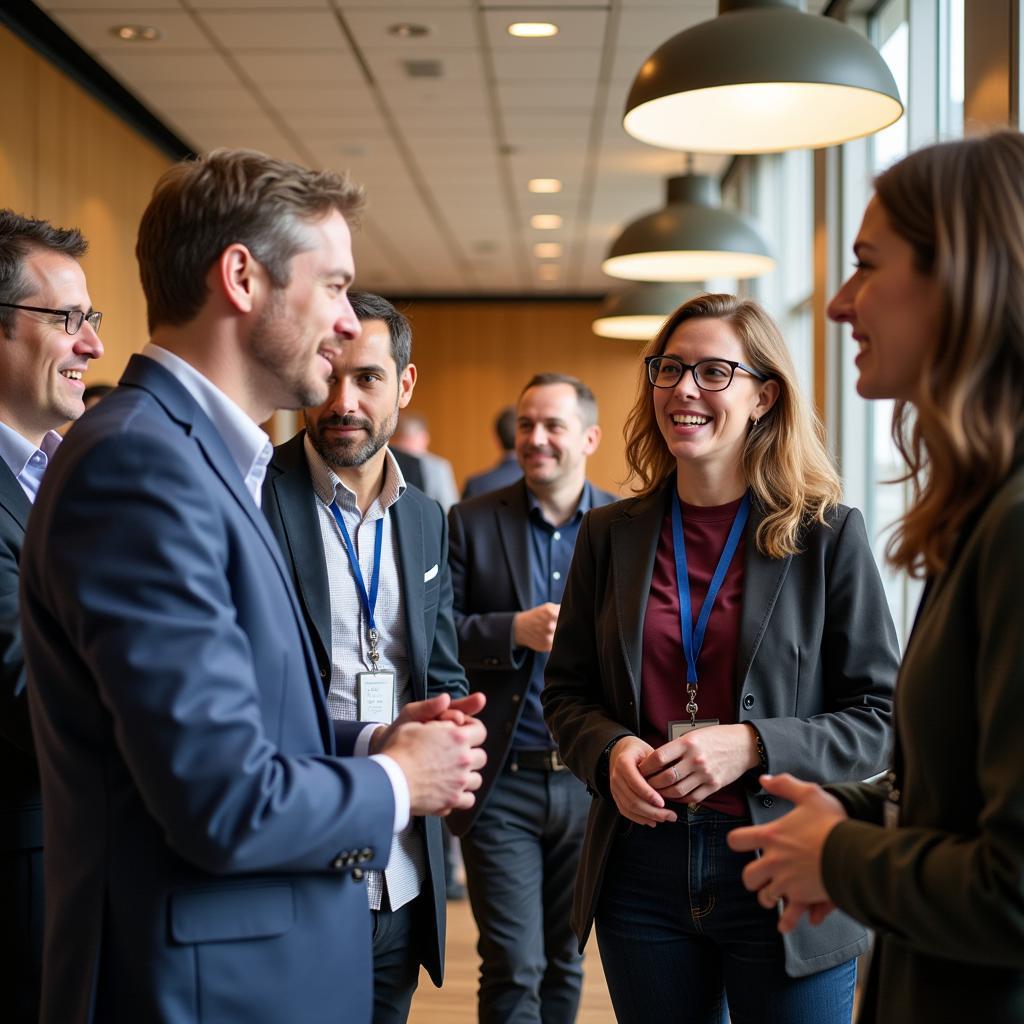 Attendees networking during a break at a Gordon Research Seminar