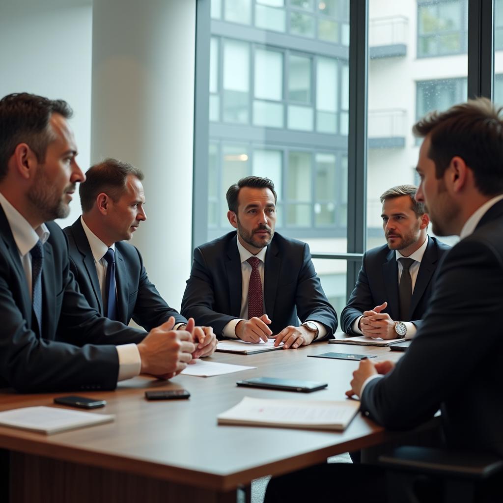 Government officials discussing research findings with center experts