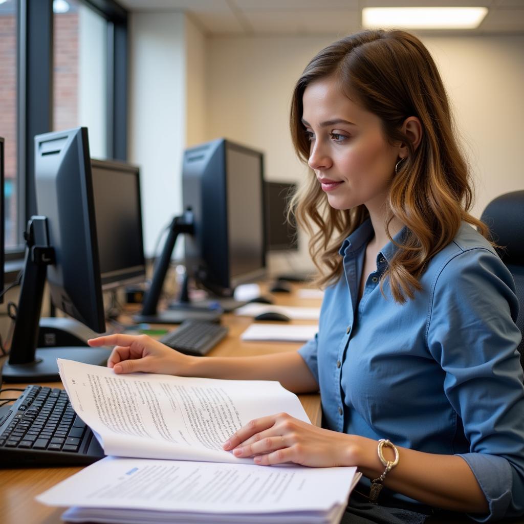 A government research assistant analyzing data and reports