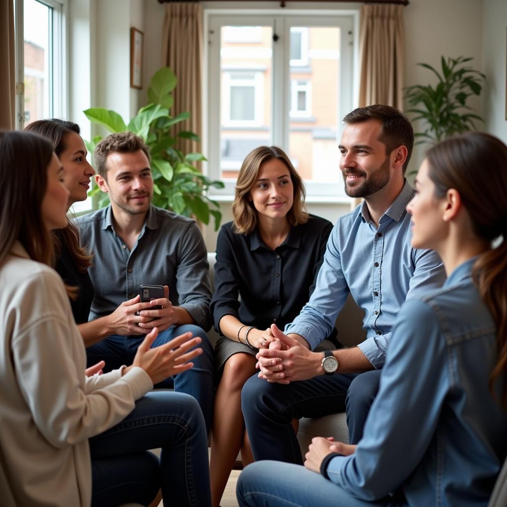 Individuals participating in a group therapy session for alcohol addiction.