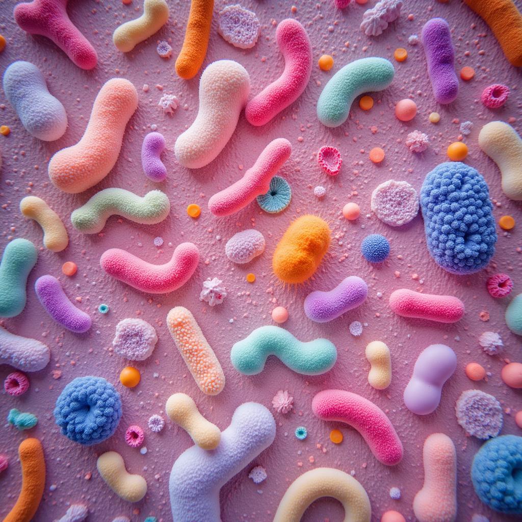 Gut bacteria under microscope