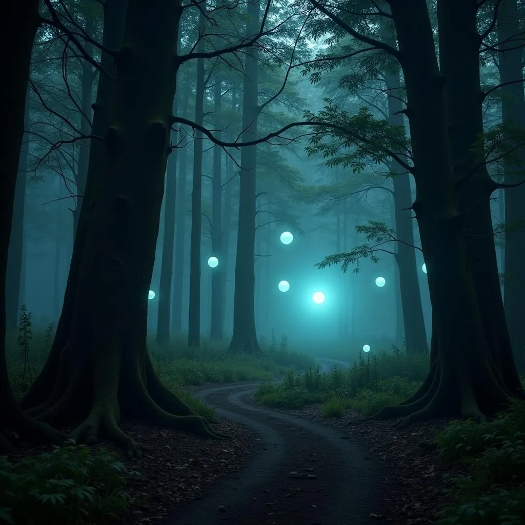 Eerie lights in Hand and Stone Research Forest