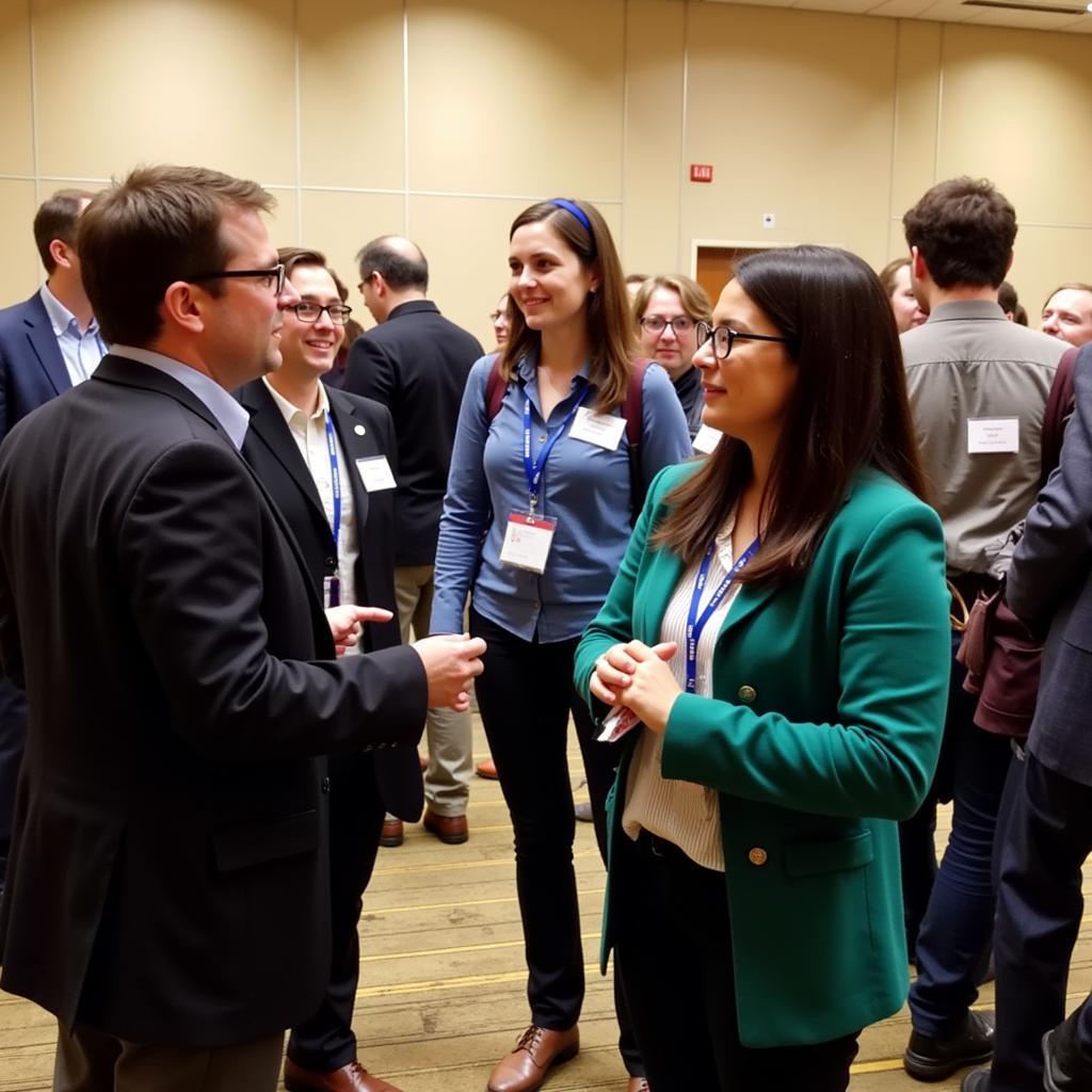 Attendees networking during a break at the Harvard Science Research Conference