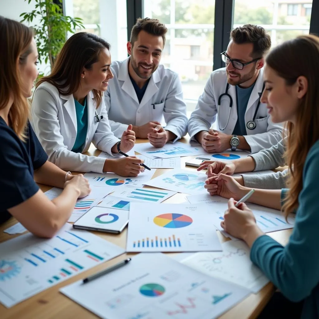 A health medicine policy research group meeting in progress