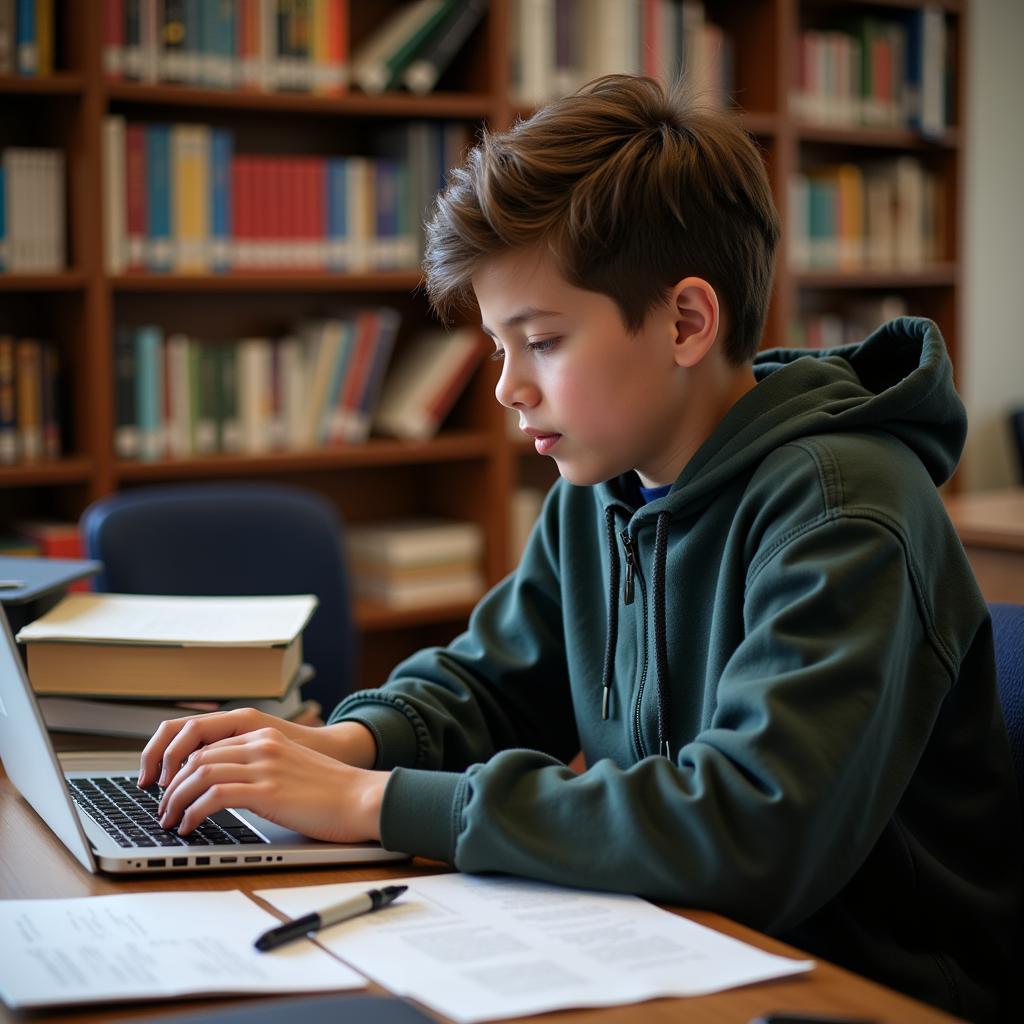 High School Student Deep in Research