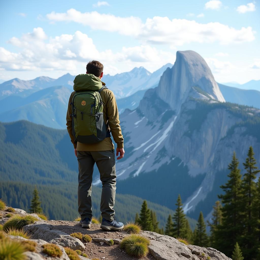 Hiker with Outdoor Research Backpack Enjoying Mountain View