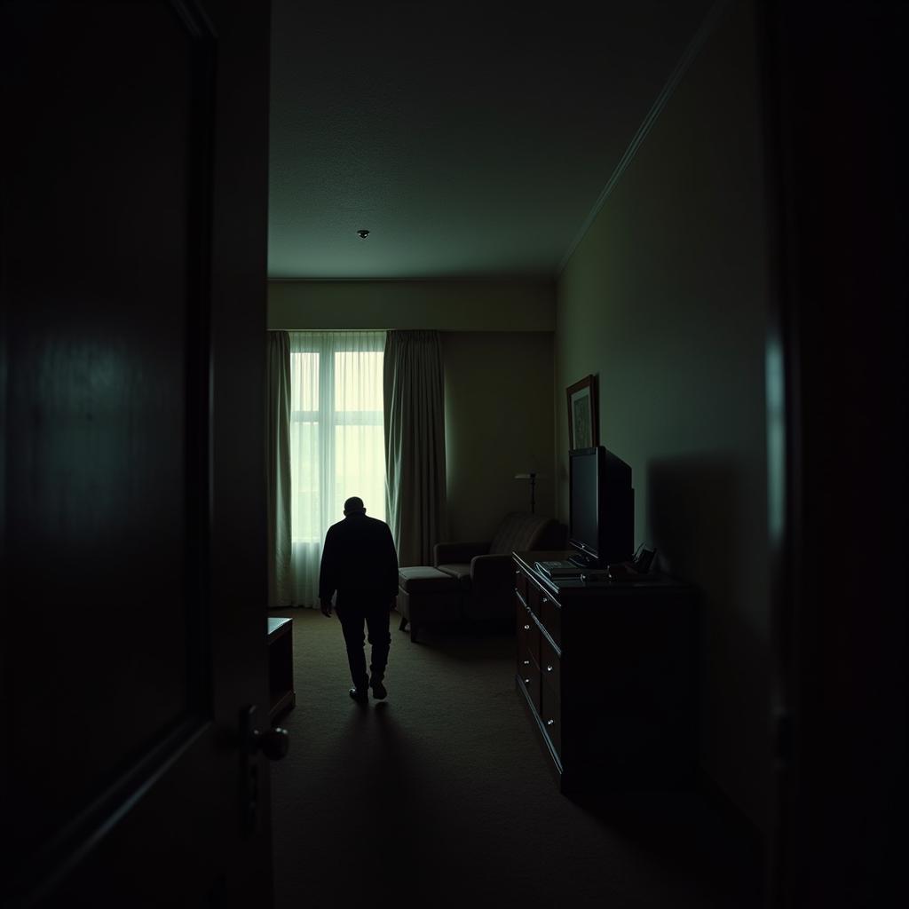 Shadowy Figure in Hotel Room