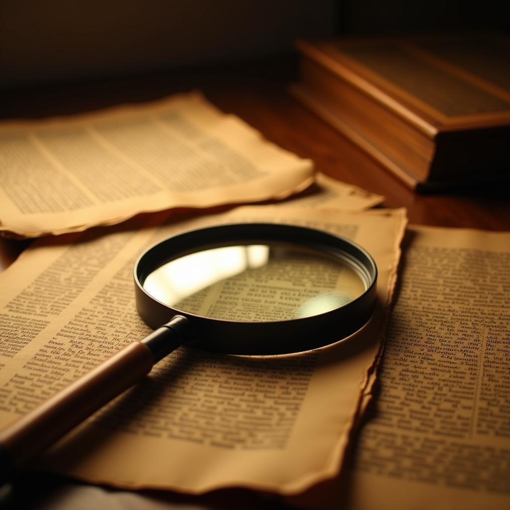 Historical Documents and Magnifying Glass