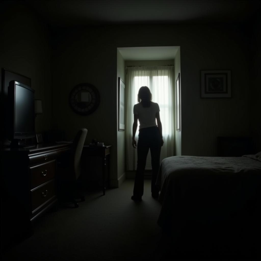 Shadowy Figure in Hotel Room