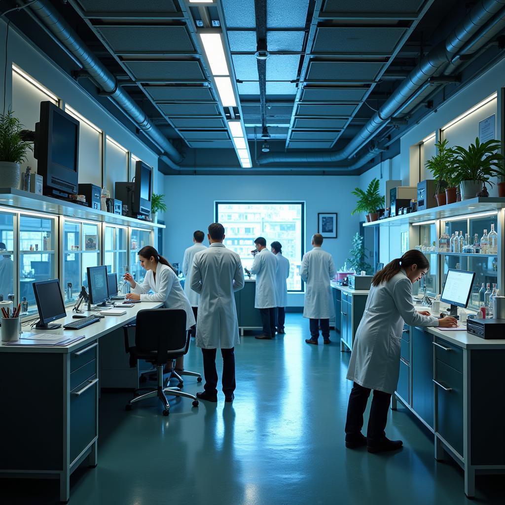 Researchers working in a laboratory at the Hudson Institute of Process Research