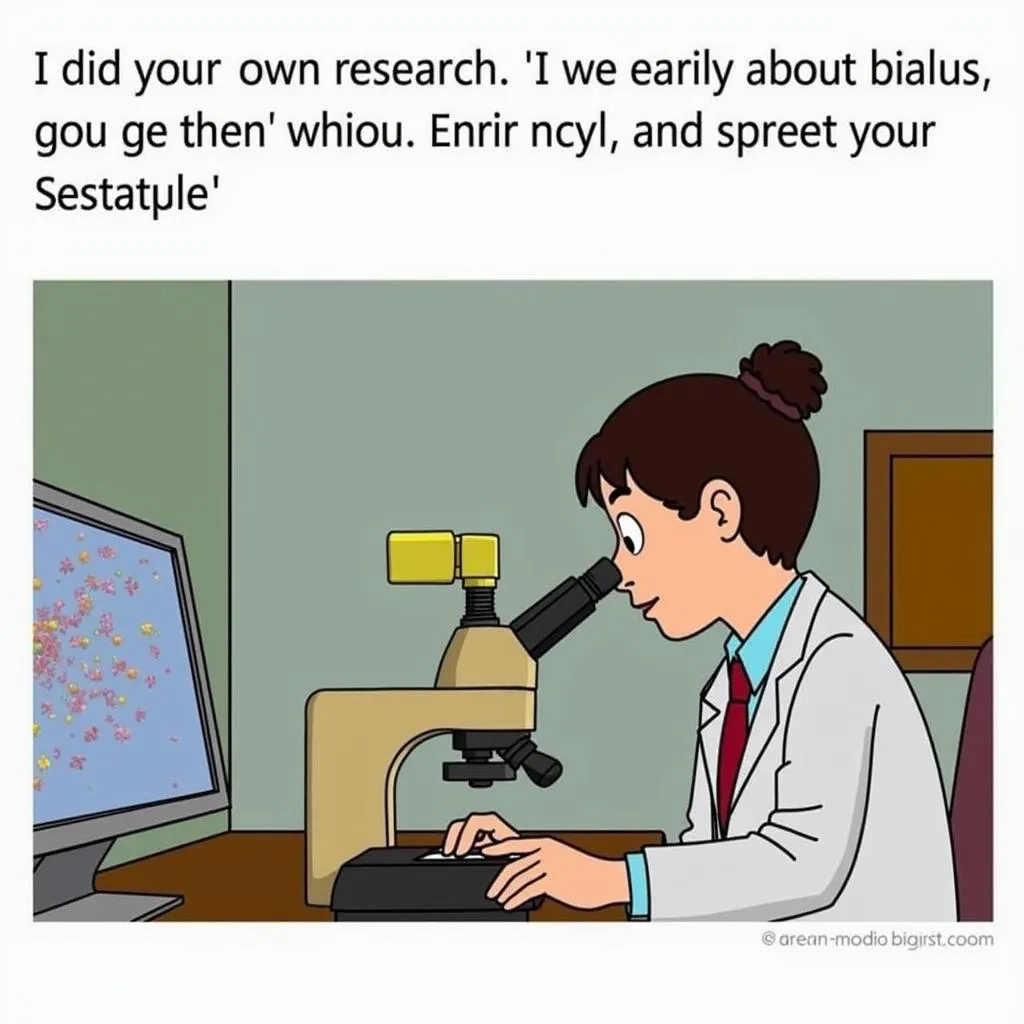 A meme showing a person with a microscope