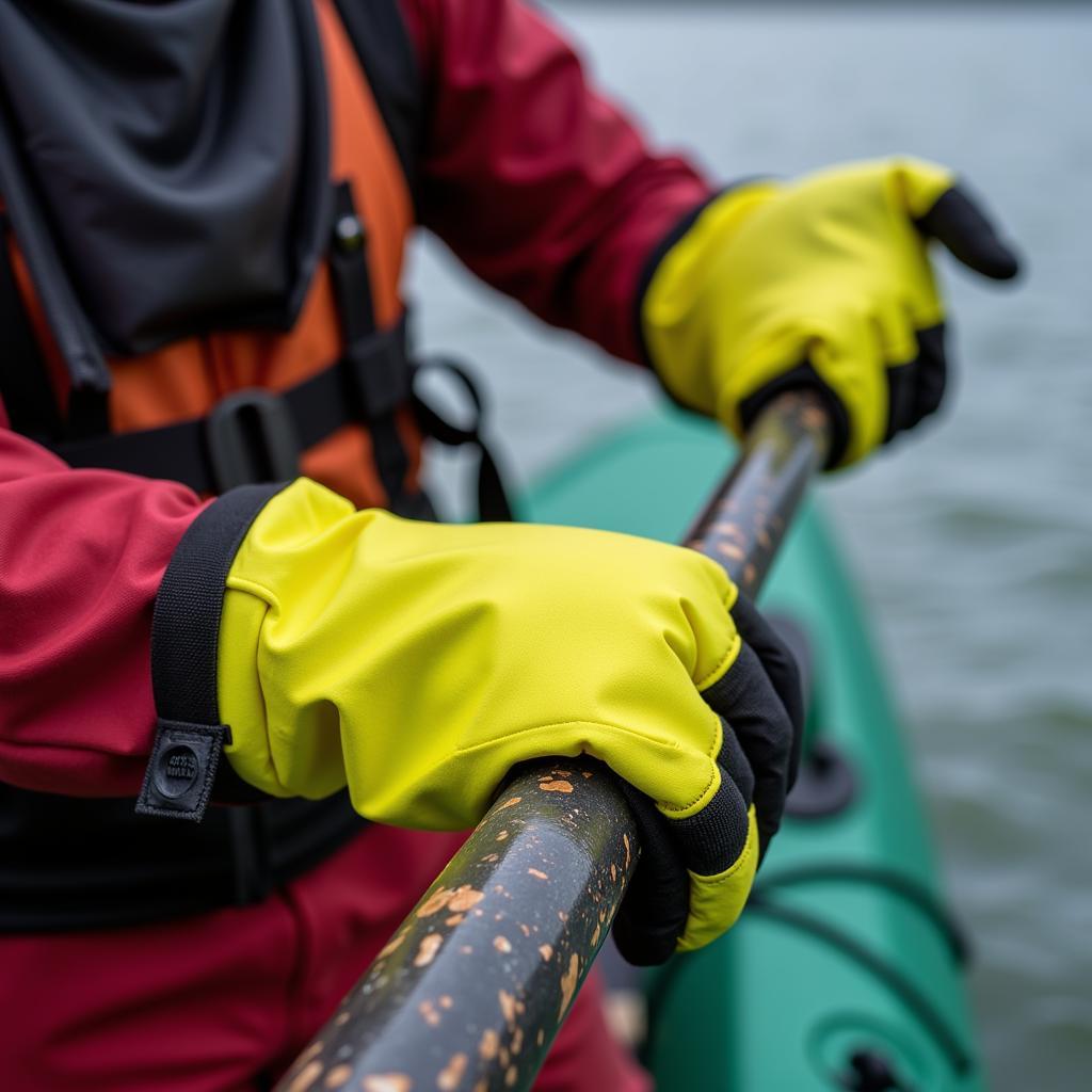 Kayaker wearing Immersion Research pogies