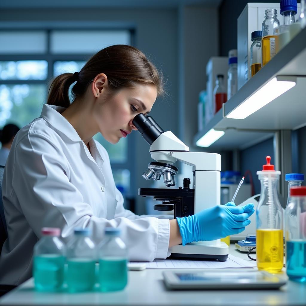 Scientist analyzing samples in a lab