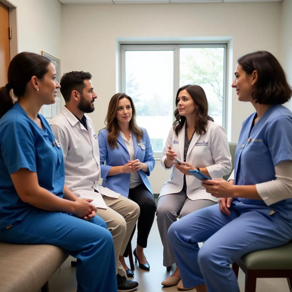 Diverse medical team discussing patient care at Ironwood