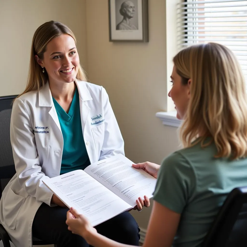 Oncologist explaining treatment plan to patient at Ironwood