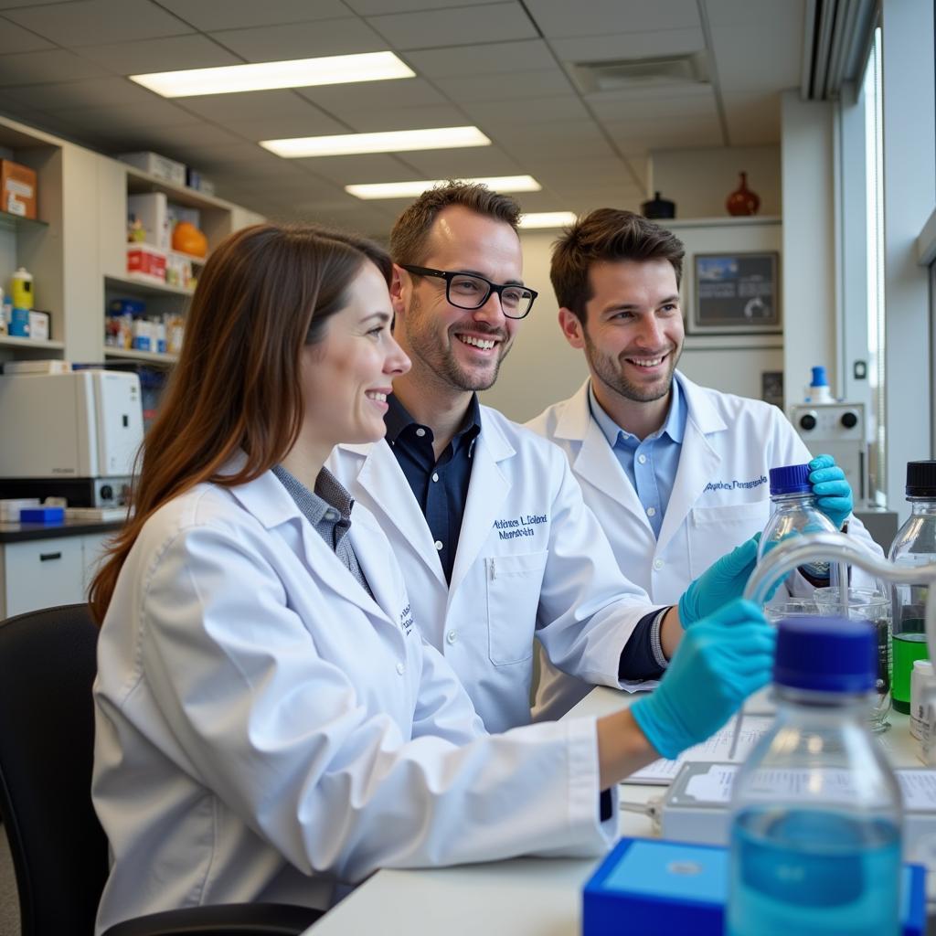 Researchers collaborating in a lab