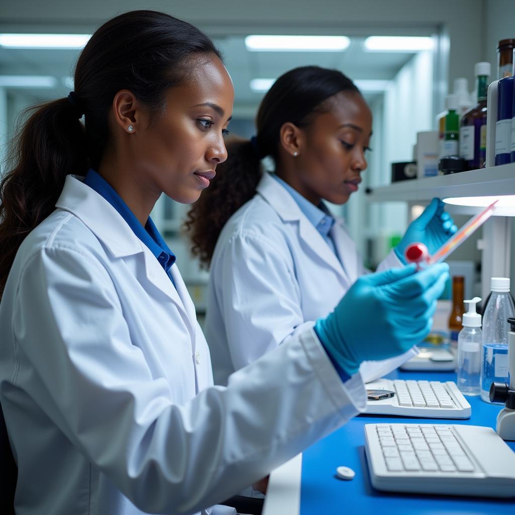 Jamaican scientists working in a laboratory setting