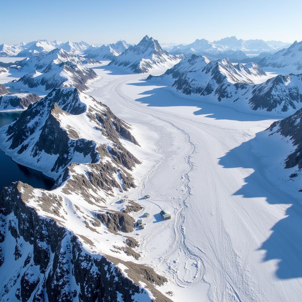 Aerial view of the Juneau Icefield research station