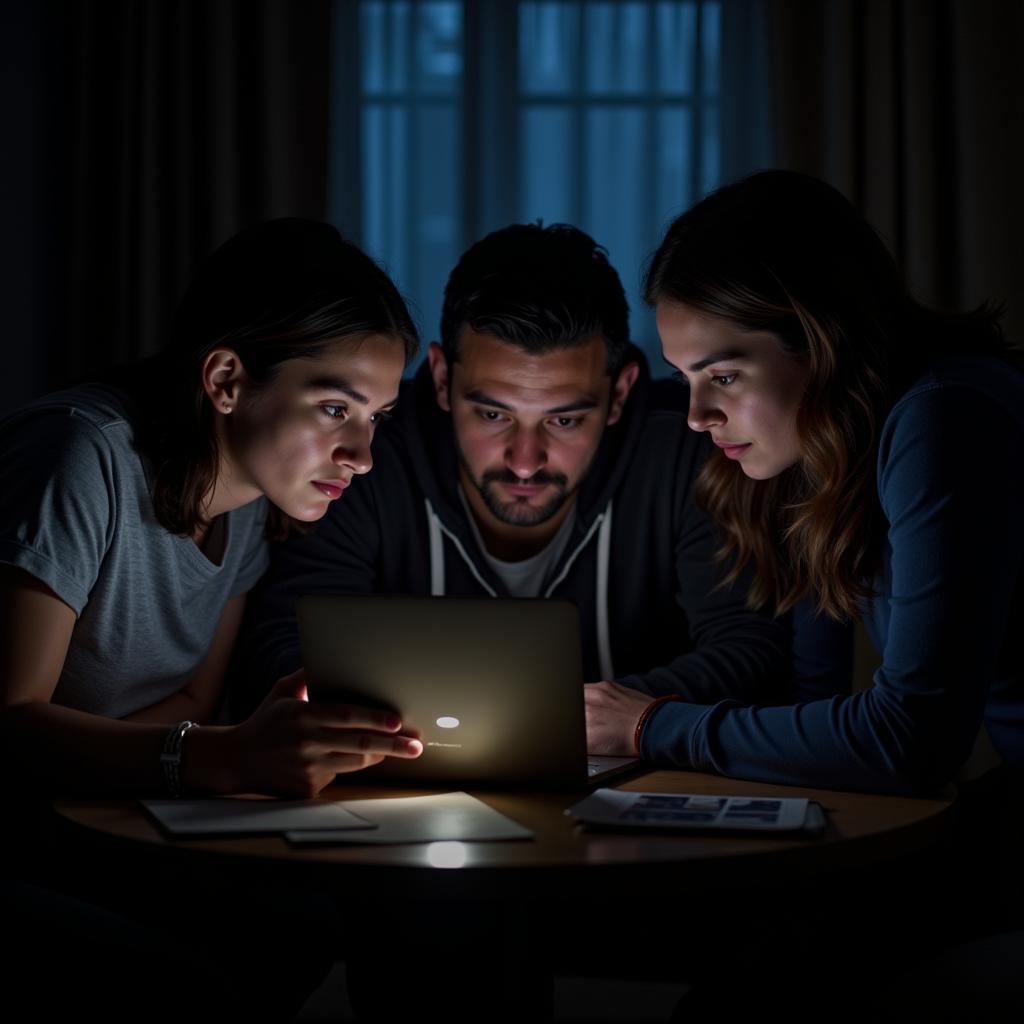 Paranormal Investigators Examining Evidence