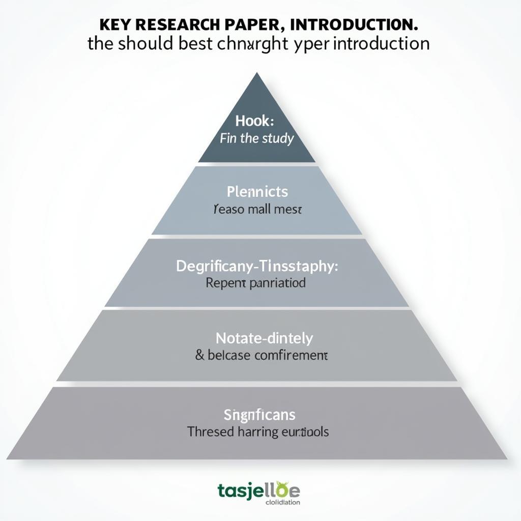 A diagram illustrating the key elements of a research paper introduction, including the hook, background information, research gap, thesis statement, and significance of the study.