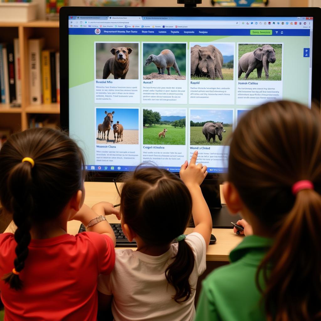 Children Exploring Animal Websites