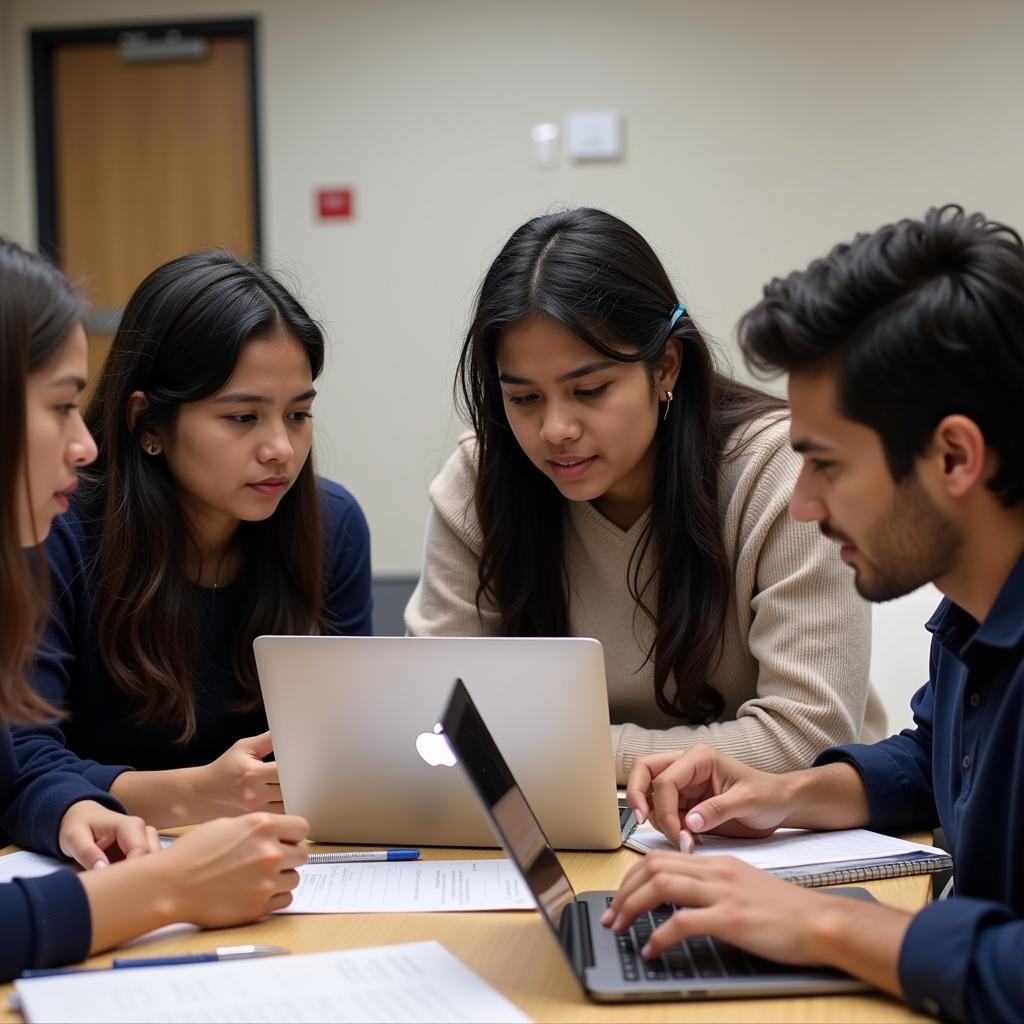 K J Somaiya Institute students working on a group project