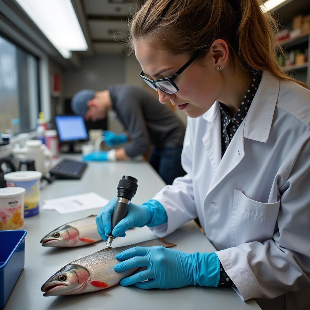 Analyzing Salmon Samples at Kodiak Fisheries Research Center