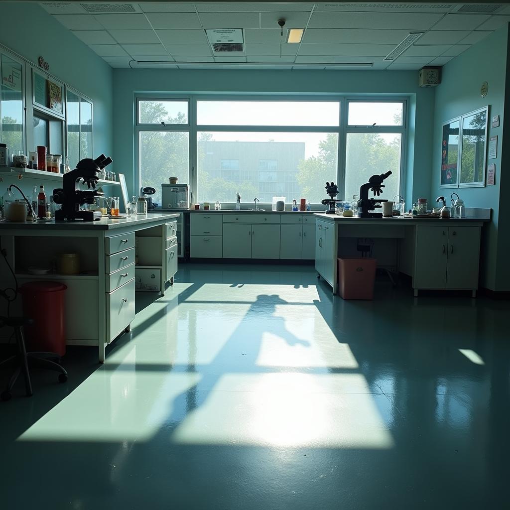 Laboratory equipment with an anomalous shadow in the foreground