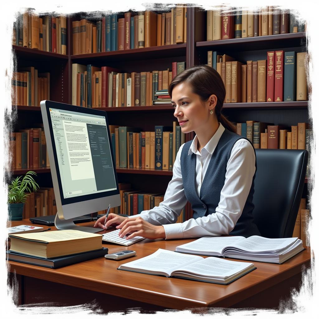 Law Researcher Reviewing Documents