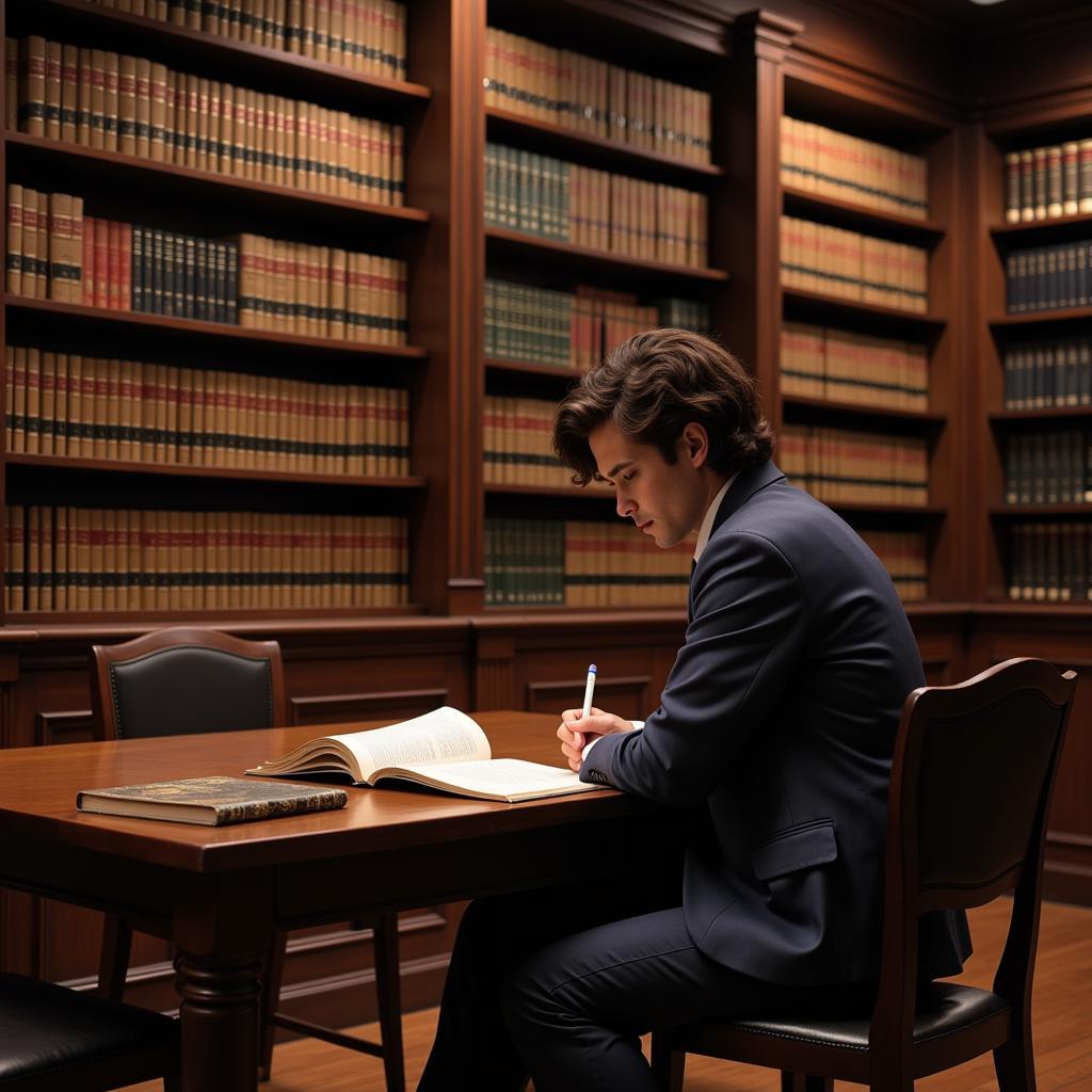 Law Student Studying in a Law Library