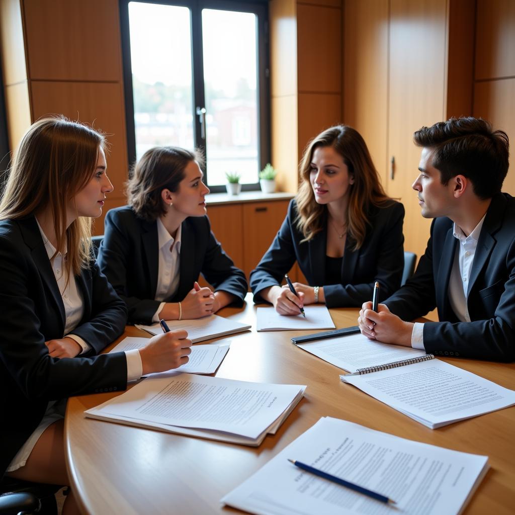 Legal professionals collaborating on a case