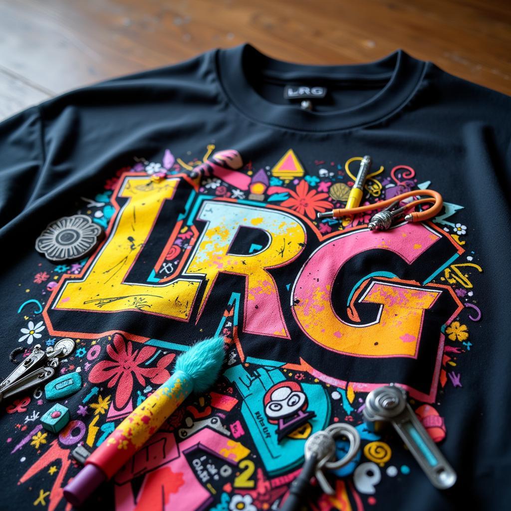 LRG t-shirt design featuring intricate artwork and bold graphics