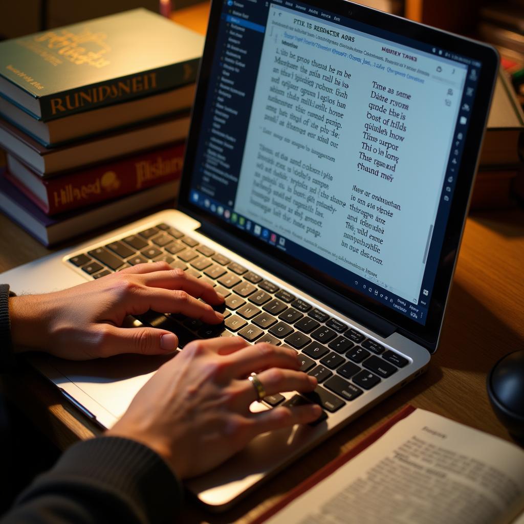 Linguist Analyzing Hebrew Text on Computer